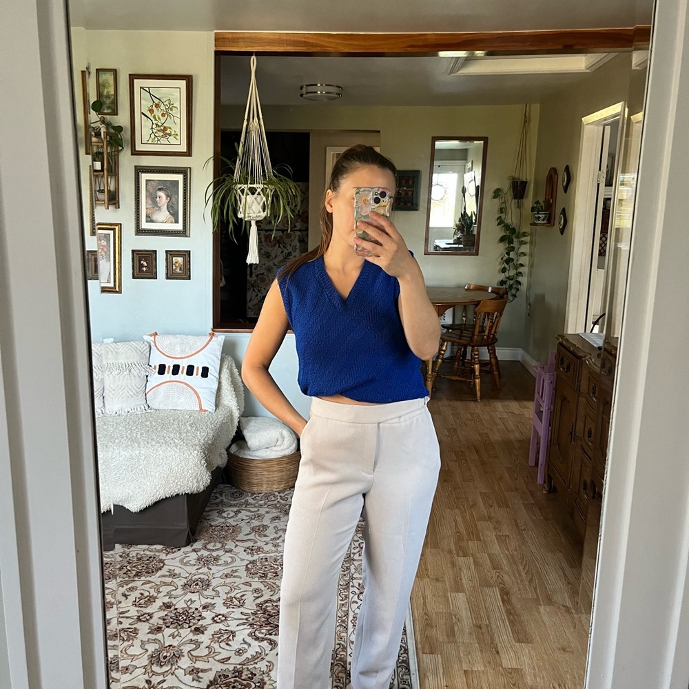 Club Monaco Cream Straight Leg Pants